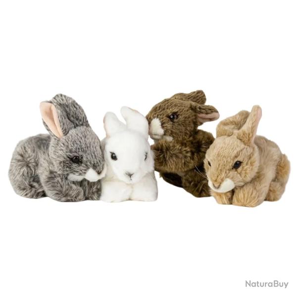 Peluches 4 lapins 4 couleurs NATURE DE BRENNE 17cm L28012ABR + L28012AJ + L28012AG