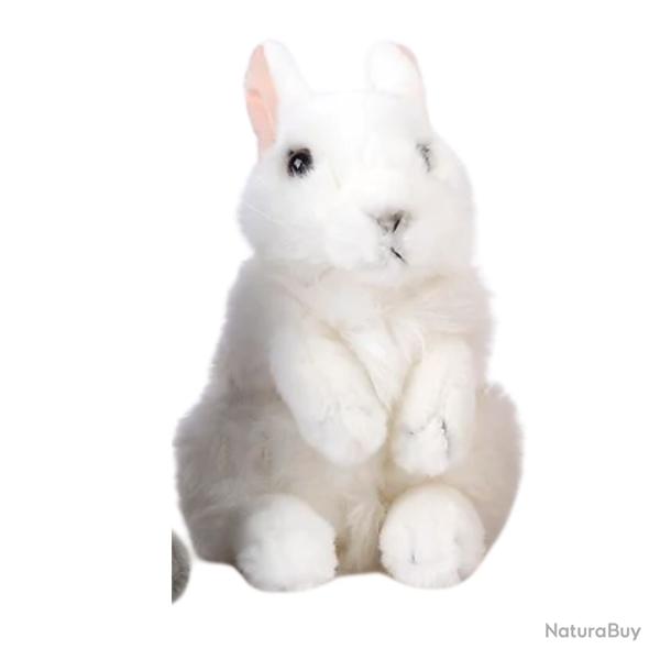 Peluche lapin assis blanc NATURE DE BRENNE 18cm