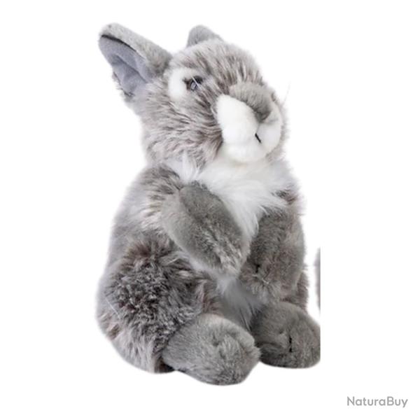 Peluche lapin assis gris NATURE DE BRENNE 18cm