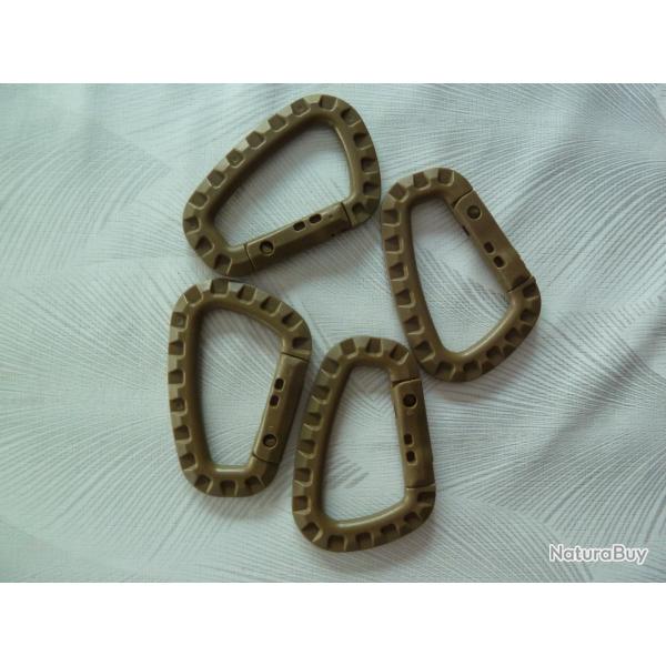 mousqueton tactique (lot de 4) - tan