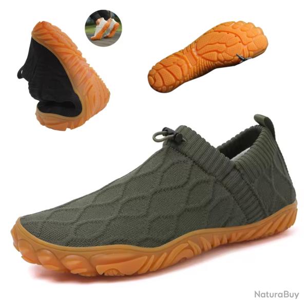 Chaussures Randonn�e Pieds Nus Homme Vertes - Baskets Respirantes, Souples, L�g�res, Antid�rapante