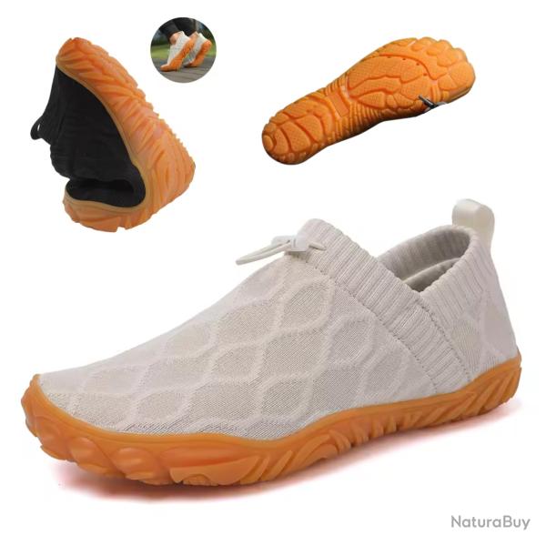Chaussures Randonn�e Pieds Nus Homme Blanches - Baskets Respirantes, Souples, L�g�res, Antid�rapante