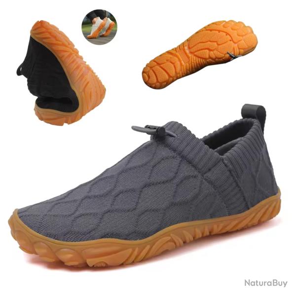 Chaussures Randonn�e Pieds Nus Homme Grises - Baskets Respirantes, Souples, L�g�res, Antid�rapante