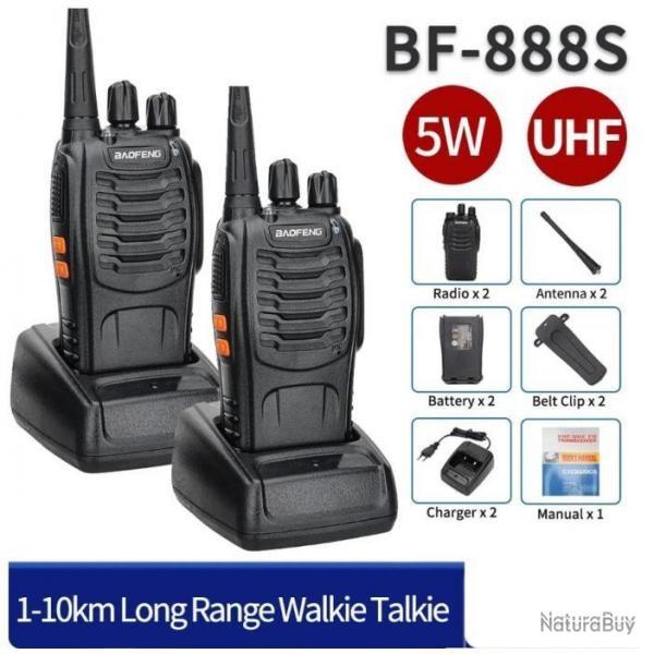 PACK 2x BAOFENG 5W 888-S 5W - PORT�E 10km (test r�el) - 16 canaux - LIVRAISON GRATUITE !!