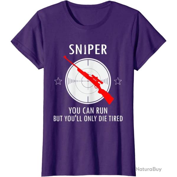 T shirt Sniper You Can Run But You Will Only Die tired Violet