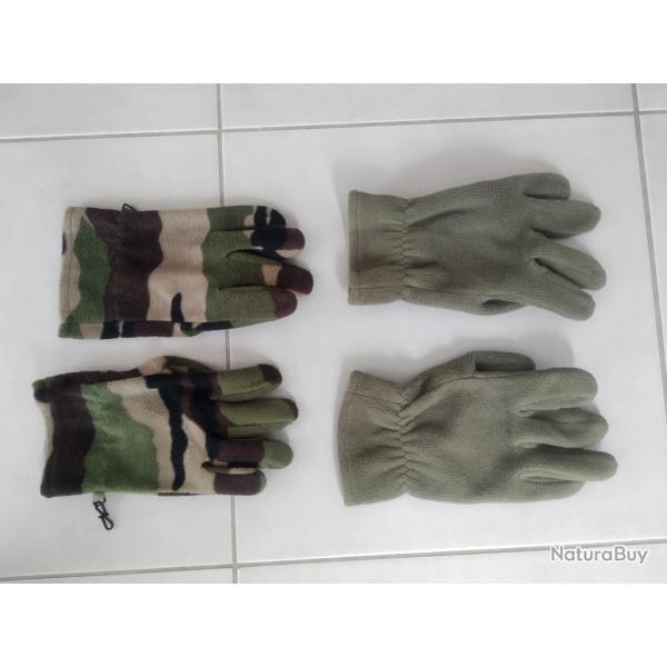 Gants - kaki et camoufl� - lot de 2 paires