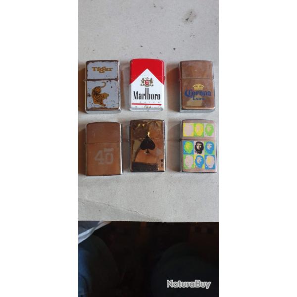 Lot de 6 briquets � essence type ZIPPO