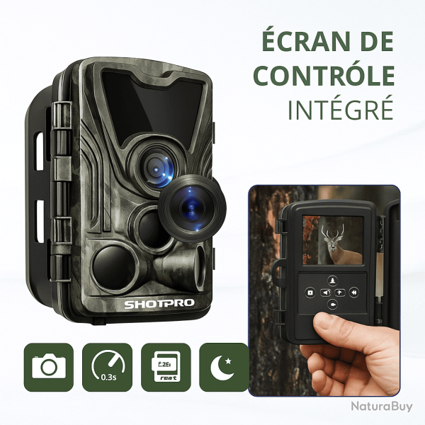 ShotTrack 4K Vision - Camra de Chasse Infrarouge  Dtection Automatique