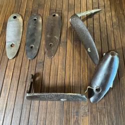 LOT 6 PLAQUES DE COUCHE ACIER , FUSIL CHASSE , GRAS, BARBU 18 mm , etc...
