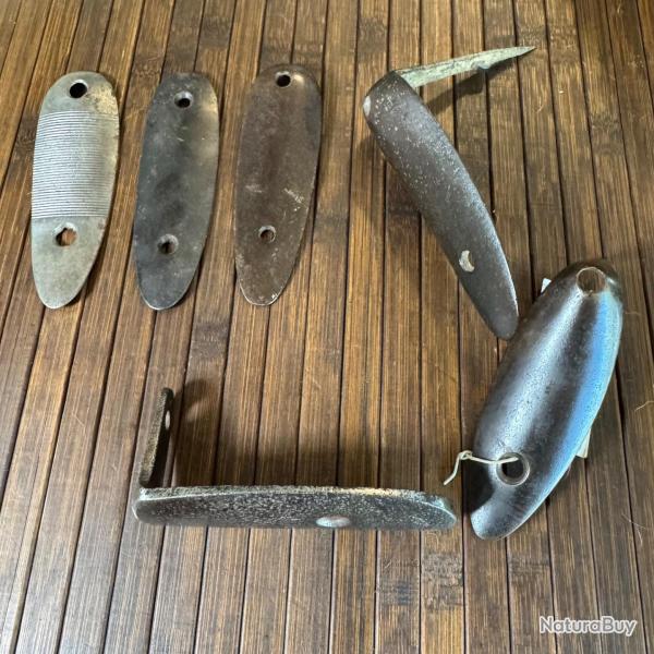 LOT 6 PLAQUES DE COUCHE ACIER , FUSIL CHASSE , GRAS, BARBU 18 mm , etc...