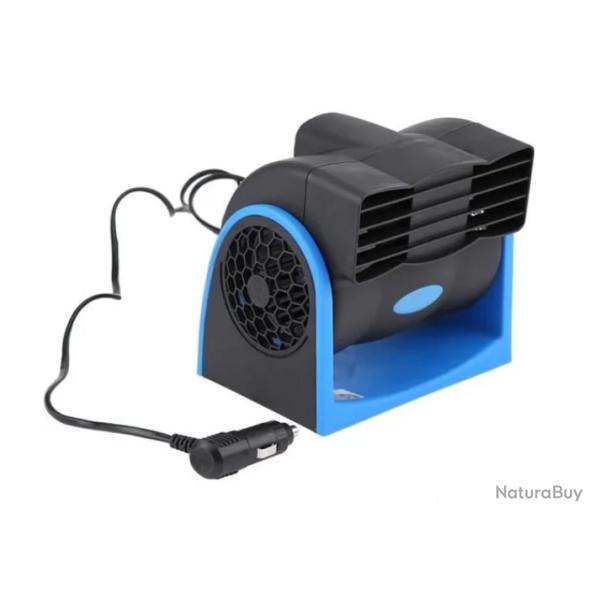 Mini ventilateur voiture 12V noir bleu en ABS pour climatisation d'�t� universel