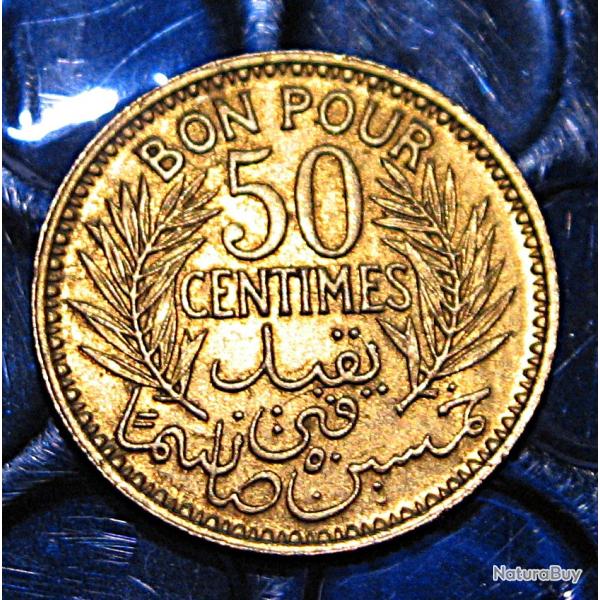 Tunisie piece de bon pour 50 centimes  1945 ttb+