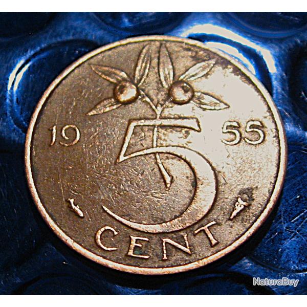 Hollande piece de 5 cents 1955 (Juliana )
