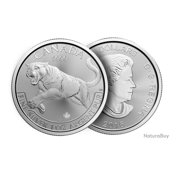 RARE pi�ce argent pur 1 oz CANADA Predators "Cougar" 2016