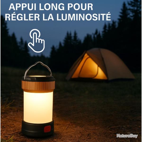 Lanterne Camping LED 5 Modes d'clairage 2200 mAh Lampe Poche Secours Base Magntique Recharge USB