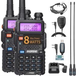 Lot de 2 Talkies-Walkies Baofeng UV-5R 8W Double Bande 128CH Longue Port&eacute;e Bidirectionnelles