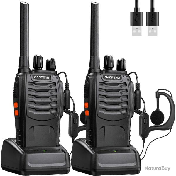 Lot de 2 Talkies-Walkies Baofeng BF-888S  16 Canaux VOX LED Radio Bidirectionnelle Longue Port�e