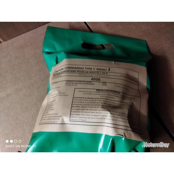 X PORT OFFERT LOT DE 2 RATIONS COMMANDO 24 HEURES DDM 2027 ou 28  MENU AU CHOIX VOIR TEXTE