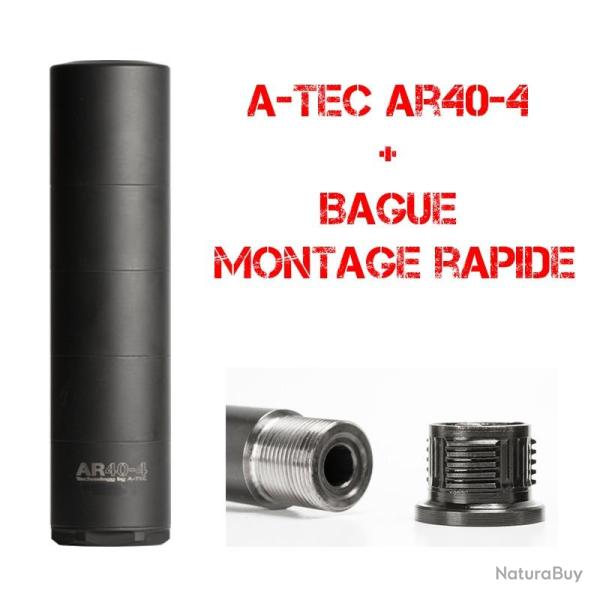 A-TEC - Mod�rateur AR 40-4 cal. 30 ATEC + BAGUE MONTAGE RAPIDE 5/8X24 1/2X28 UNEF