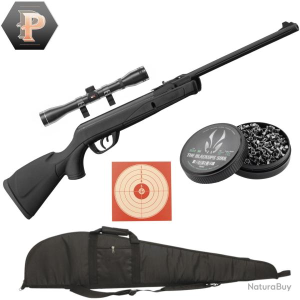 Carabine GAMO Delta Black synth�tique - 4.5mm - 7,5J + plombs + lunette + cibles + fourreau