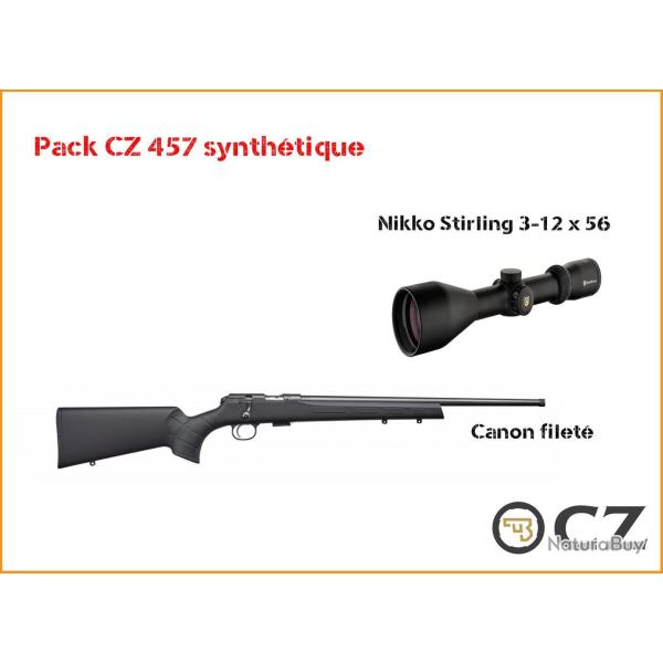 Pack CZ 457 synth�tique filet� + Nikko Stirling 3-12 x 56 17 HMR