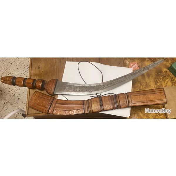sabre origine Afrique cuir et metal 80 cm