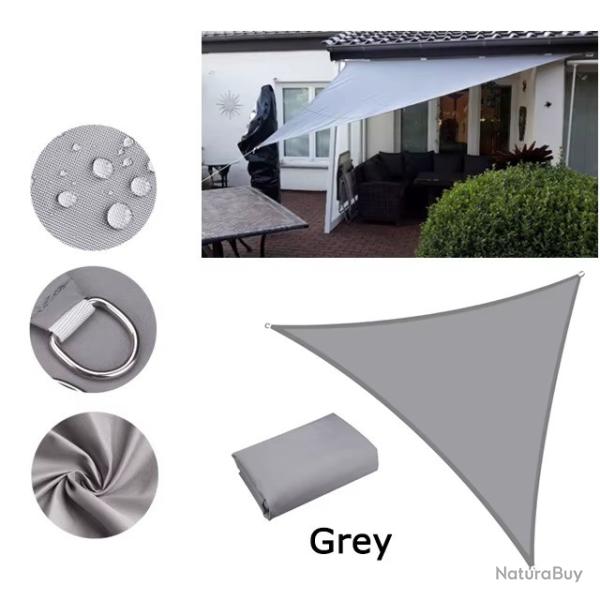 BACHE TOILE TRIANGLE 3.6x3.6x3.6M GRIS PROTECTION TERRASSE SOLEIL ETANCHE AUVENT JARDIN EXTERIEUR