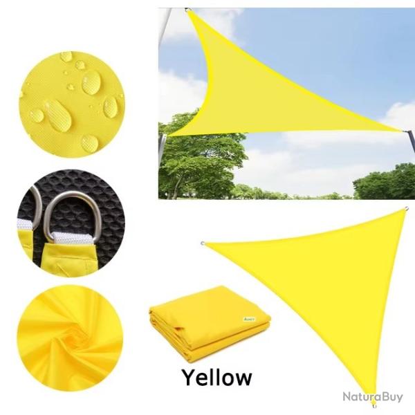 BACHE TOILE TRIANGLE 3.6x3.6x3.6M JAUNE PROTECTION TERRASSE SOLEIL ETANCHE AUVENT JARDIN EXTERIEUR