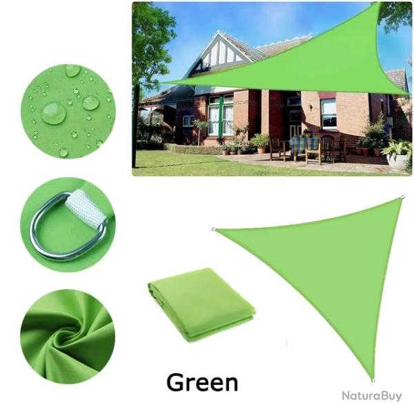 BACHE TOILE TRIANGLE 3.6x3.6x3.6M VERTE PROTECTION TERRASSE SOLEIL ETANCHE AUVENT JARDIN EXTERIEUR