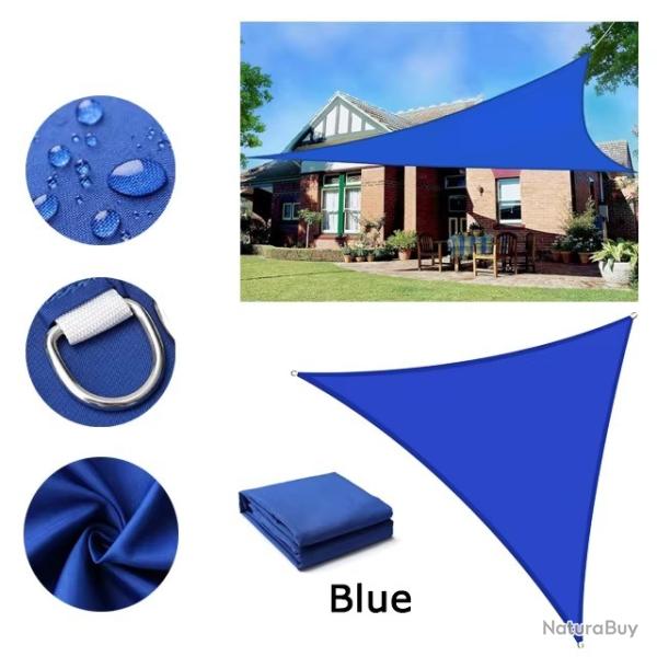 BACHE TOILE TRIANGLE 3.6x3.6x3.6M BLEUE FONCEE PROTECTION TERRASSE SOLEIL AUVENT JARDIN EXTERIEUR