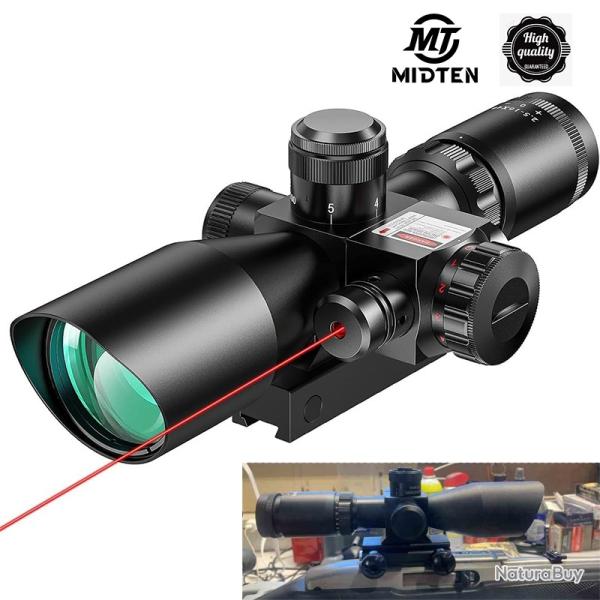 MidTen 2.5-10x40 porte de fusil rticule Mil-Dot rouge clair et porte Laser LIVRAISON GRATUITE !