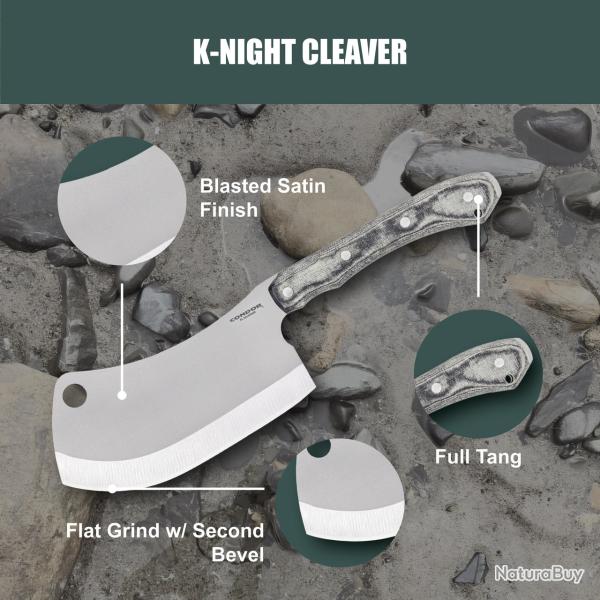 Couteau Condor K-Night Cleaver Lame Acier Carbone 1075 Manche Micarta �tui Salvador CTK133954HC