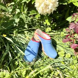 Sabots femme cuir vernis bleu &eacute;dition sp&eacute;ciale cuir vernis bleu pastel