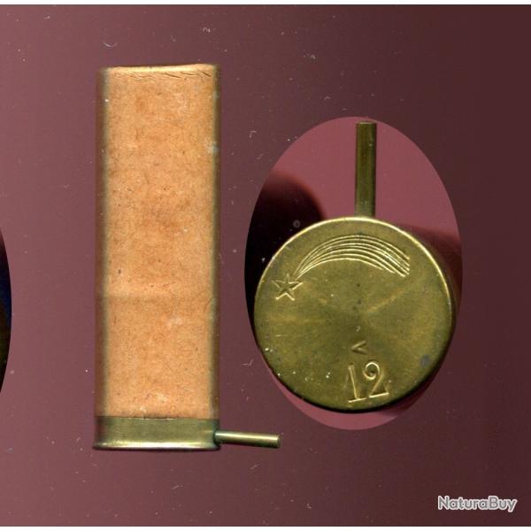 Cal. 12 � broche - marquage : Com�te 12  - tube carton saumon - petit plomb bourre transparente