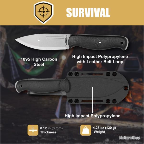 Couteau Condor Ghostlight Lame Acier Carbone 1095 Scandi Manche & �tui Abs Salvador CTK397945HC