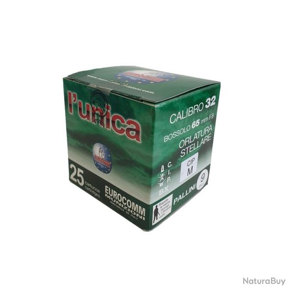 Cartouche Eurocomm L'unica percussion centrale cal.14mm plombs 9