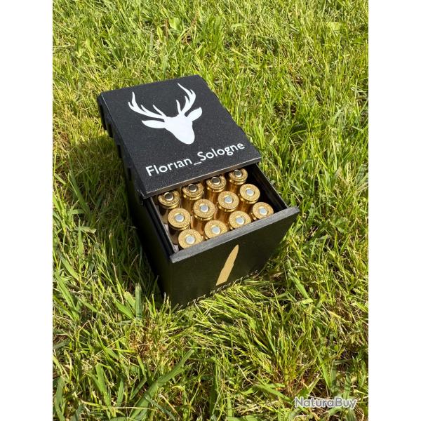 Boite de rangement de 20 munitions Florian_Sologne carr� pour carabine
