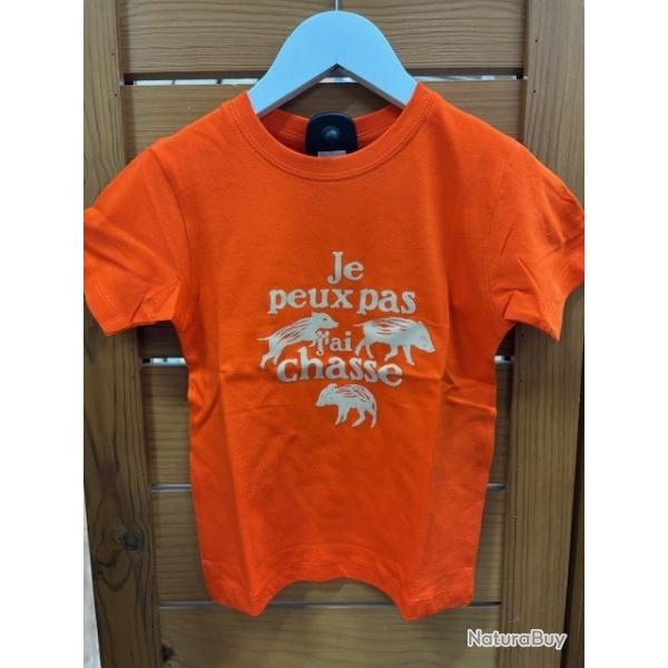 Tee-Shirt enfant Orange "je peux pas j'ai chasse"