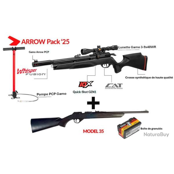 Vente Flash  ! Carabine Gamo Arrow -Cal. 5.5 mm 19.9J +  3-9x40WR + Pompe PCP + Daisy mod.35, 4,5mm