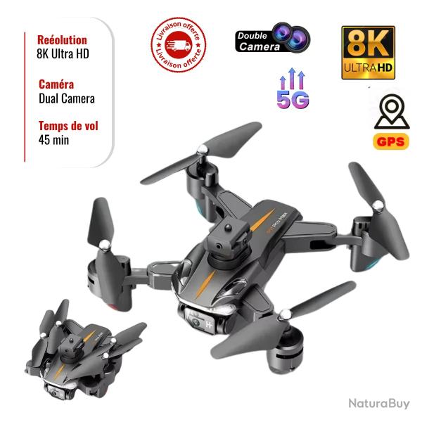 Drone P11 Pro Max 8K HD GPS 5G - Double cam�ra, �vitement d'obstacles, 45min vol, WiFi, pliable