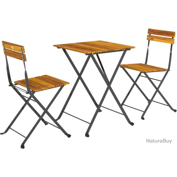 Ensemble bistrot de Jardin 3 pi�ces, Salon de Jardin ext�rieur 2 Personnes avec 2 chaises