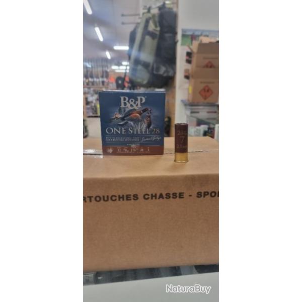 250 cartouches B&P one steel 28g acier 70m/m plomb du 4,5,6, 7, 8,5 ou 9,5