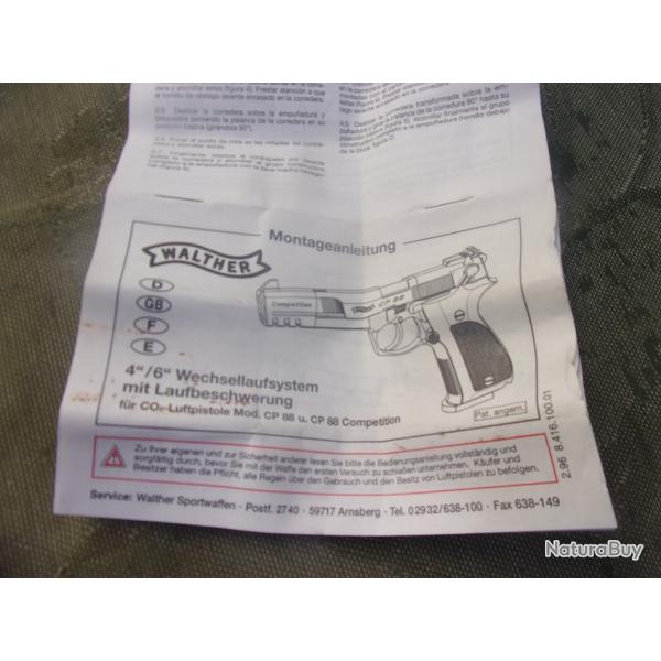 conversion de canon 6 pouces pour pistolet CO2 Walther