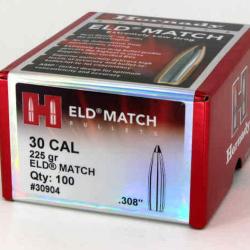 Ogives HORNADY ELD MATCH - cal: 30 (.308") - 225gr - boite de 100 unit&eacute;s