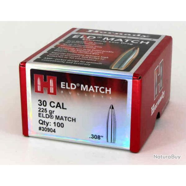 Ogives HORNADY ELD MATCH - cal: 30 (.308") - 225gr - boite de 100 unit�s
