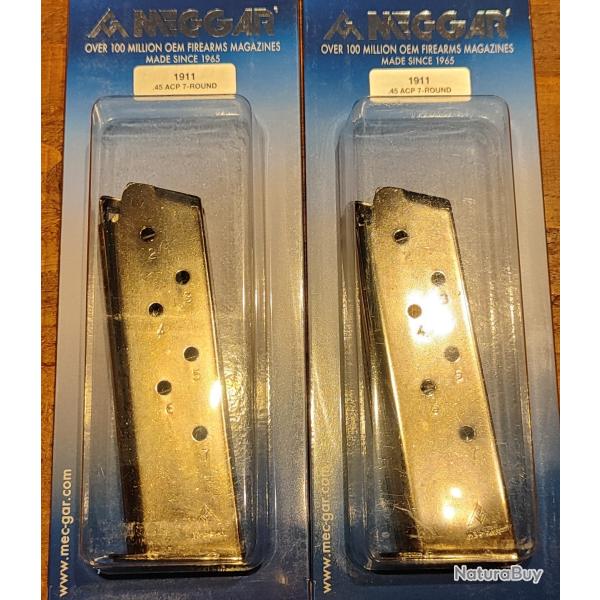Chargeur 1911 45ACP inox - 7coups - Lot de 2 -