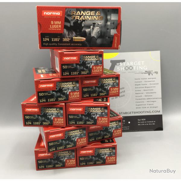 Kermesse ! 500 Munitions 9X19 NORMA 124GRS FMJ (10 boites) FRAIS DE PORT OFFERT