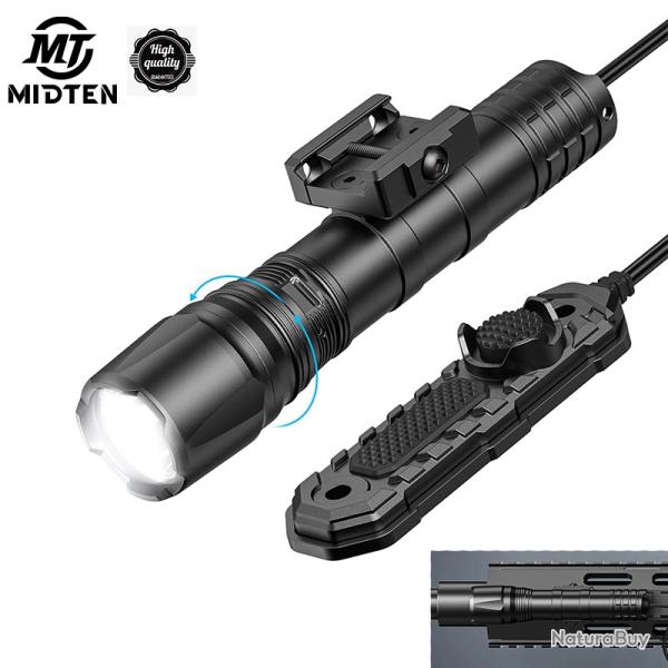 Lampe de poche aste avec interrupteur  pression  distance 1800 lumens