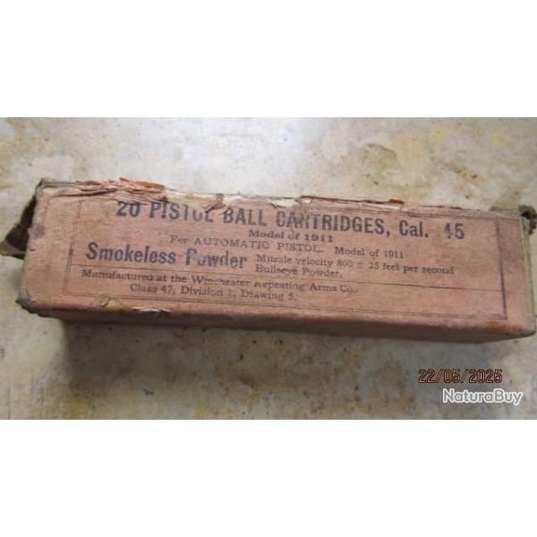 rare boite 11.43 colt45 PM Thompson US maquis parachutage neutra neutralis�es percut�es vid�es