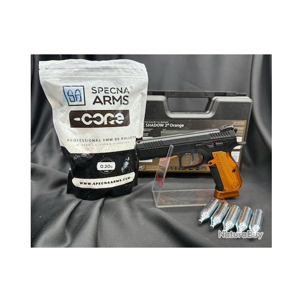PACK LASER PR�T A TIRER PISTOLET 6MM CZ SHADOW 2 CO2 ORANGE